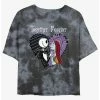 Budget ✔️ Disney The Nightmare Before 🔔 Christmas Jack and Sally Together Forever Tie-Dye 👧 Girls Crop T-Shirt 😍