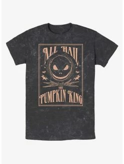 Cheap 🎉 Disney The Nightmare Before 🎁 Christmas Hail Jack The Pumpkin King Mineral Wash T-Shirt 🔔
