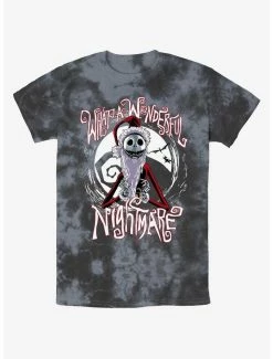 New 😍 Disney The Nightmare Before 🎅 Christmas Santa Jack Wonderful Nightmare Tie-Dye T-Shirt 🧨