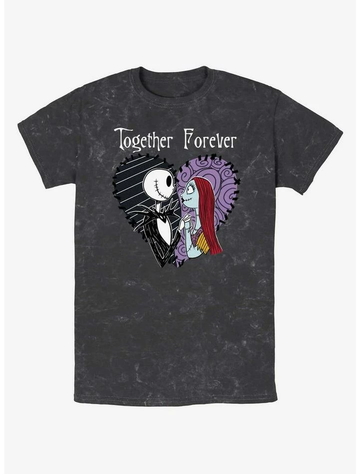 Best deal ๐ Disney The Nightmare Before ๐ Christmas Jack and Sally Together Forever Mineral Wash T-Shirt ๐งจ