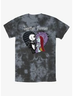 Best Sale 😉 Disney The Nightmare Before 🎄 Christmas Jack and Sally Together Forever Tie-Dye T-Shirt ⌛