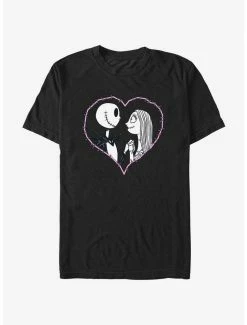 Budget 🎁 Disney The Nightmare Before 🎄 Christmas Jack and Sally Heart Stitch T-Shirt 💯