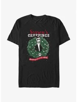 New ✨ Disney The Nightmare Before 🎅 Christmas Jack Season's Creepings Wreath T-Shirt 😀