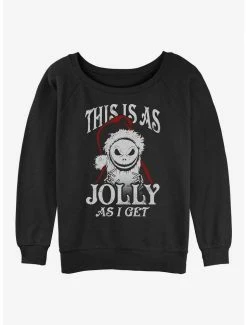 Hot Sale 😉 Disney The Nightmare Before 🎅 Christmas Jolly Santa Jack 👧 Girls Slouchy Sweatshirt 😉