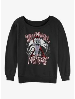 Flash Sale 👍 Disney The Nightmare Before ❄ Christmas Santa Jack Wonderful Nightmare 👧 Girls Slouchy Sweatshirt 😍