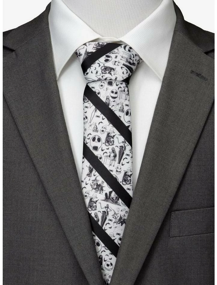 Best Sale ๐ Disney The Nightmare Before ๐
Christmas Stripe Black Men's Tie โค๏ธ - Image 2