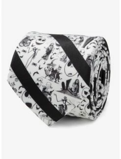 Best Sale 😉 Disney The Nightmare Before 🎅 Christmas Stripe Black Men's Tie ❤️