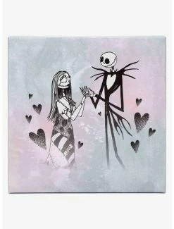 Best Sale 🥰 Disney The Nightmare Before 🎁 Christmas Jack & Sally Hearts Canvas Wall Decor 🥰