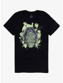 Discount 😍 The Nightmare Before 🔔 Christmas 30th Anniversary Glow-In-The-Dark Tombstone T-Shirt Hot Topic Exclusive 🥰