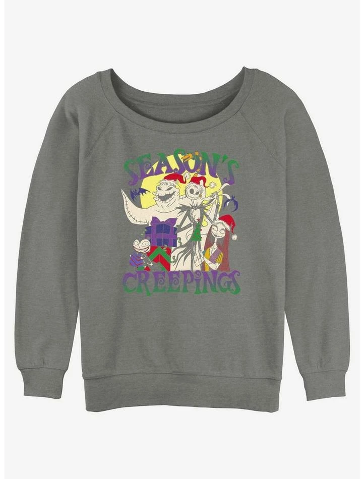 Outlet 👍 Disney The Nightmare Before 🔔 Christmas Season's Creepings Oogie, Jack, and Sally 👧 Girls Slouchy Sweatshirt 👍