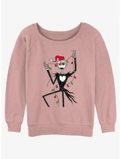 Budget 😀 Disney The Nightmare Before 🎅 Christmas Jack 🎅 Christmas Lights 👧 Girls Slouchy Sweatshirt 😉