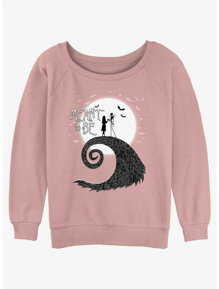 Cheap 👍 Disney The Nightmare Before 🔔 Christmas Meant To Be Jack and Sally 👧 Girls Slouchy Sweatshirt 🔥
