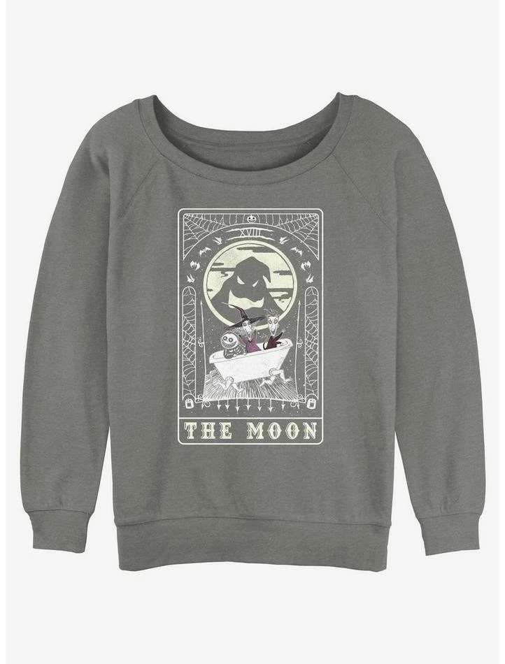 Cheapest 🎉 Disney The Nightmare Before 🎄 Christmas The Moon Tarot CardGirls Slouchy Sweatshirt 💯