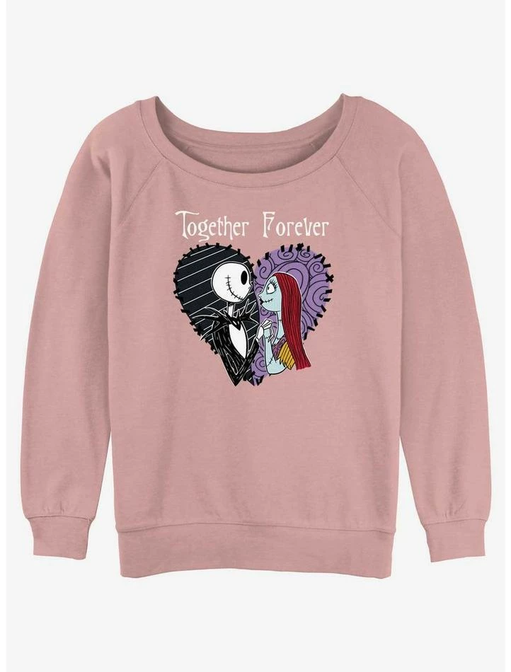 Cheap โค๏ธ Disney The Nightmare Before ๐ Christmas Together Forever Jack and Sally ๐ง Girls Slouchy Sweatshirt ๐งจ