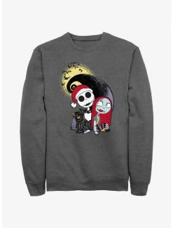 Coupon 😀 Disney The Nightmare Before ❄ Christmas Santa Jack and Sally Sweatshirt ⭐
