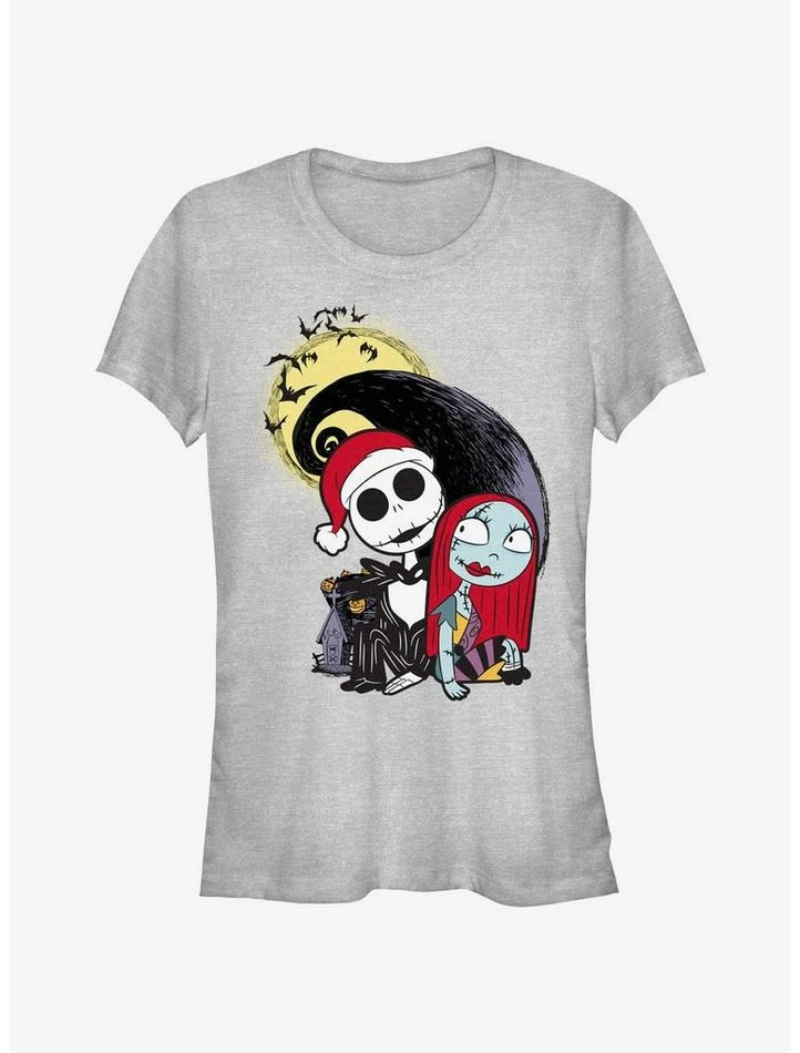 Discount ⌛ Disney The Nightmare Before 🎄 Christmas Santa Jack and Sally 👧 Girls T-Shirt ✨
