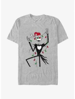 Wholesale ✨ Disney The Nightmare Before 🎄 Christmas Santa Jack 🎄 Christmas Lights T-Shirt 😍