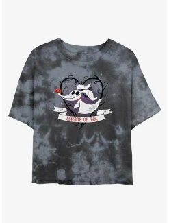 Budget 😀 Disney The Nightmare Before 🎁 Christmas Beware of 🐶 Dog Zero Tie-Dye 👧 Girls Crop T-Shirt 😀