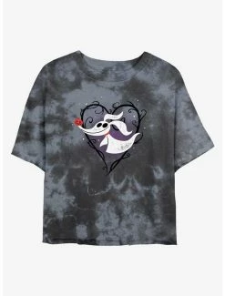 Budget 🛒 Disney The Nightmare Before 🎅 Christmas Zero Heart Tie-Dye 👧 Girls Crop T-Shirt 💯